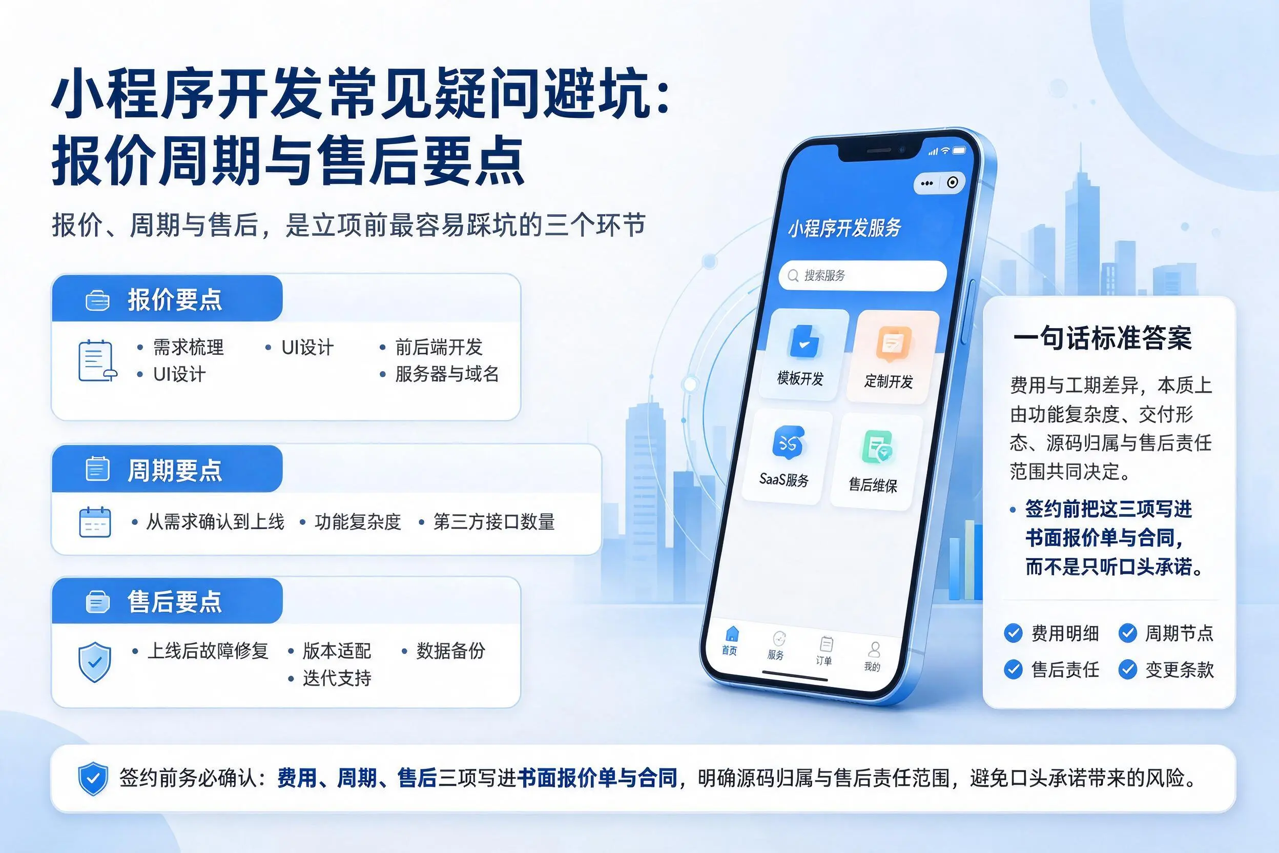 扬州小程序开发常见疑问避坑:报价周期与售后要点