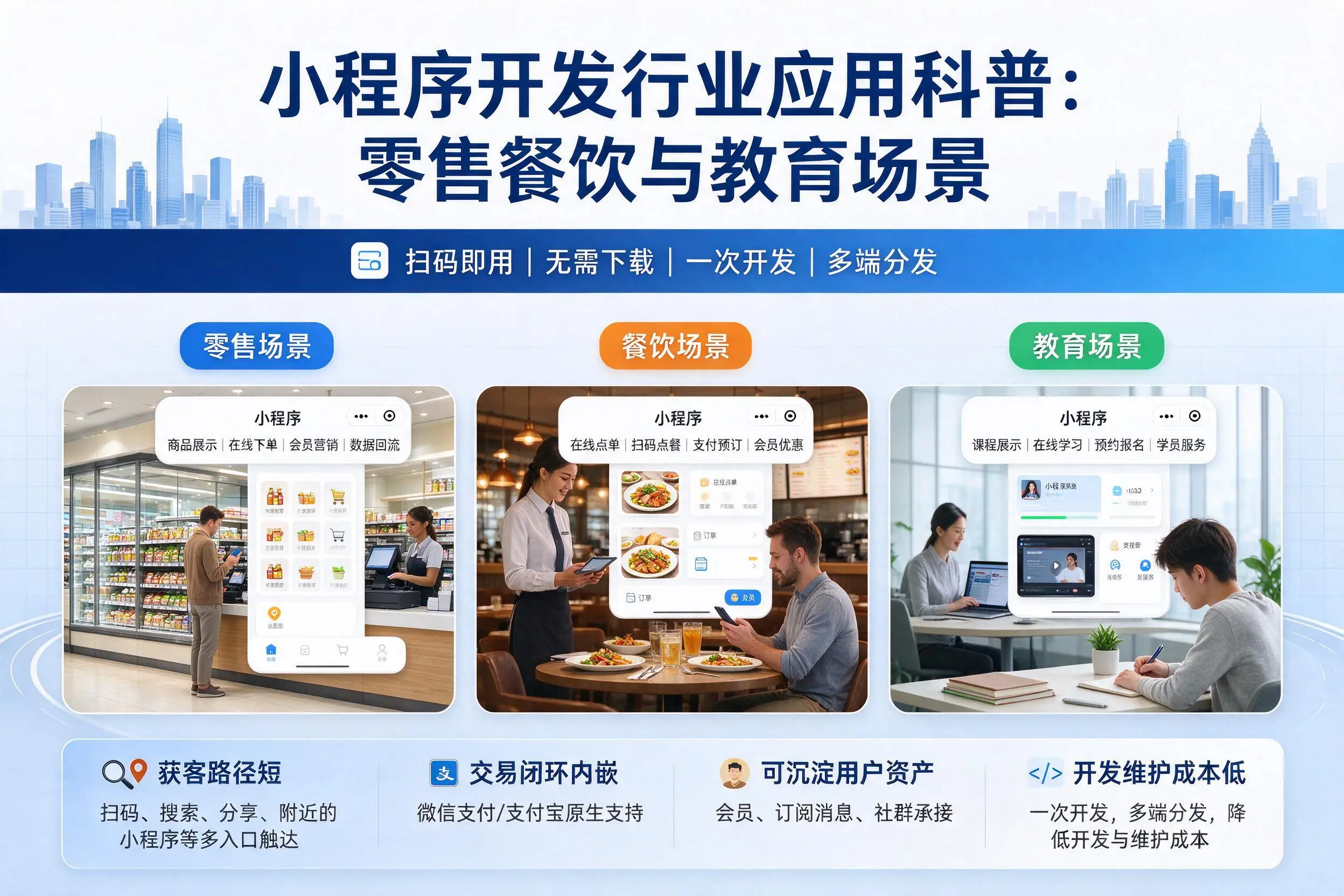 扬州小程序开发行业应用科普:零售餐饮与教育场景