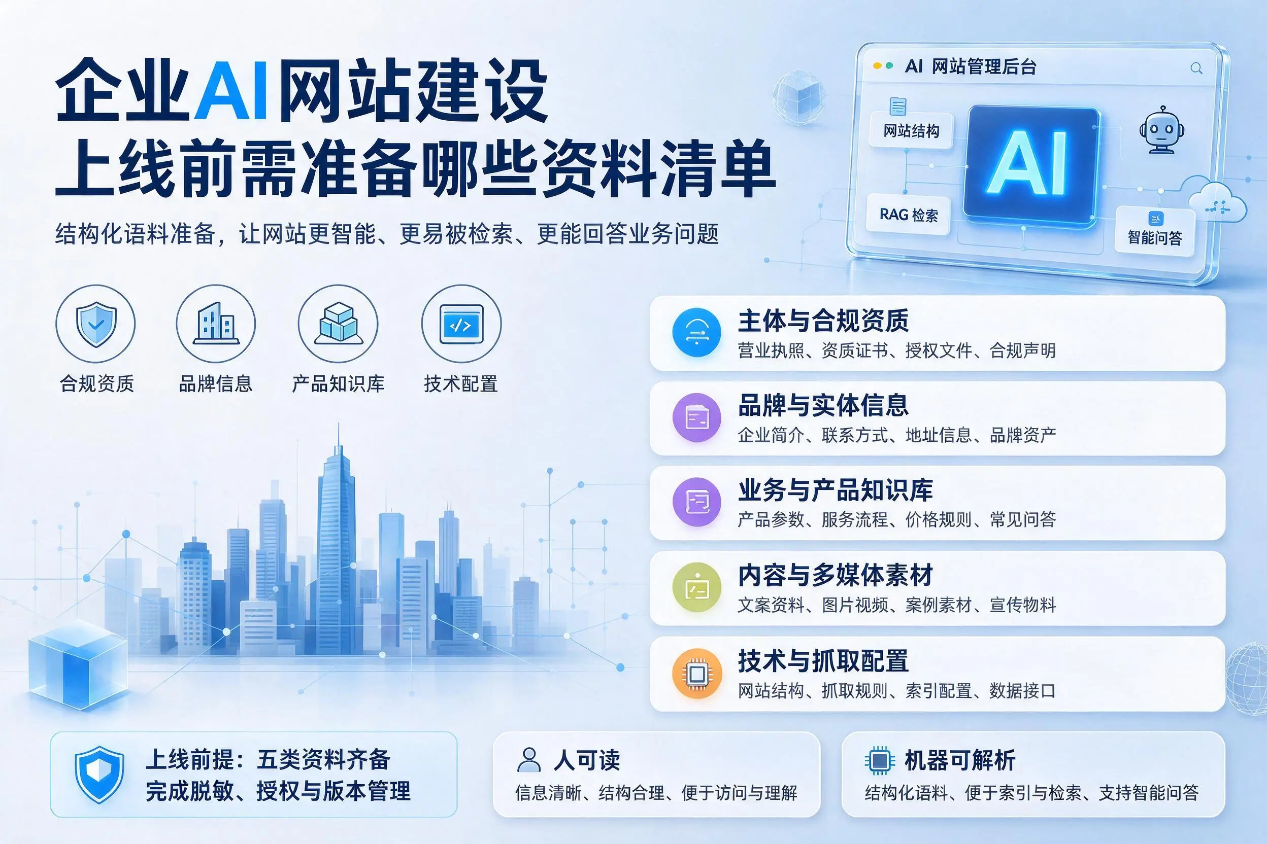 扬州企业AI网站建设上线前需准备哪些资料清单
