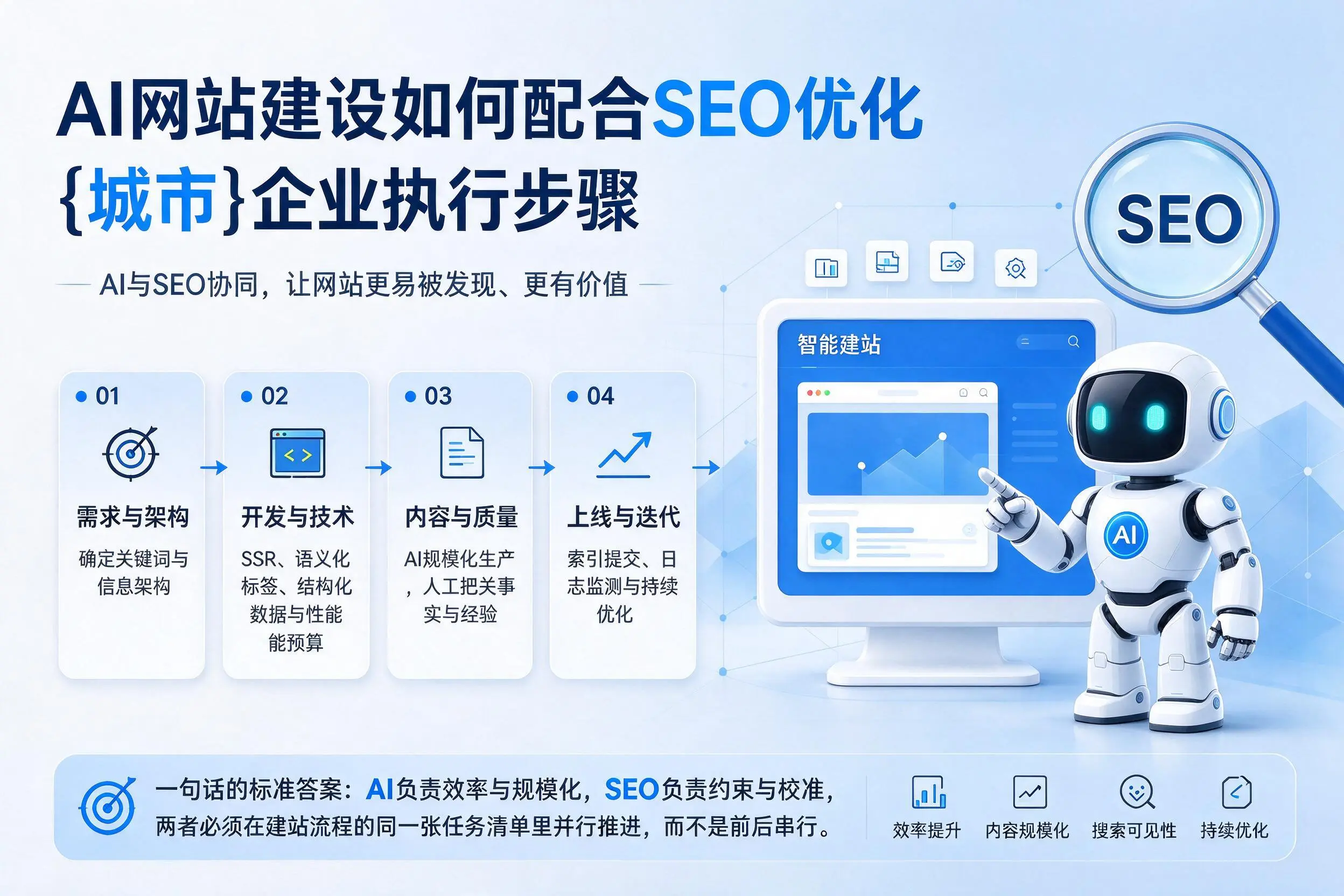 AI网站建设如何配合SEO优化,扬州企业执行步骤