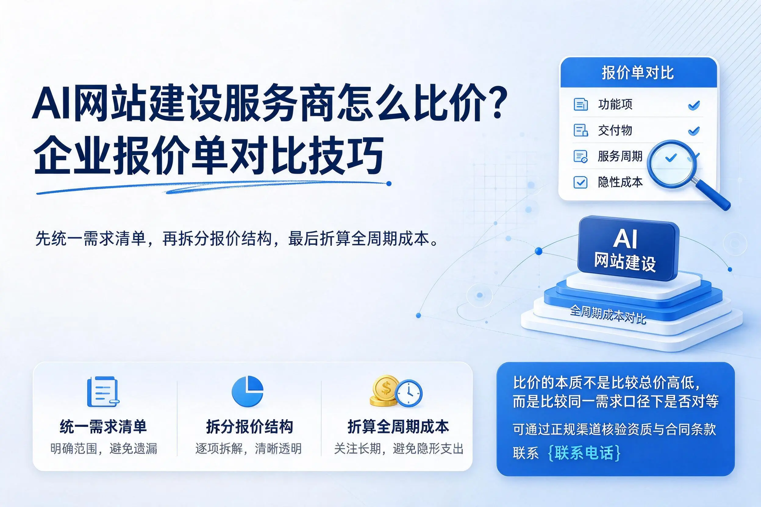 AI网站建设服务商怎么比价?扬州企业报价单对比技巧