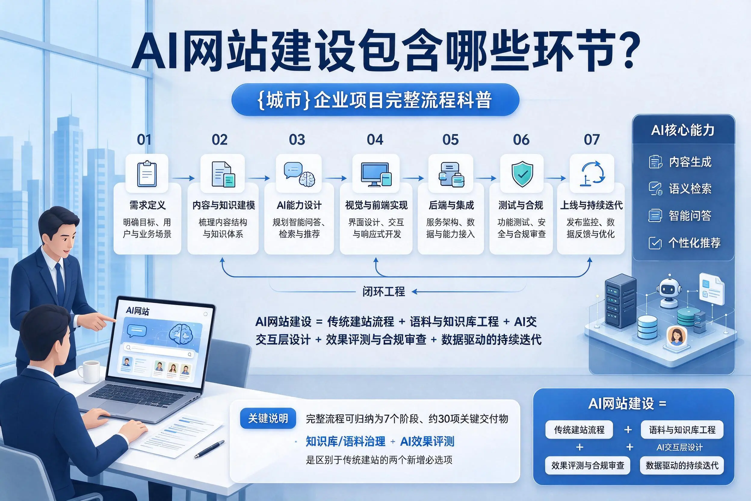 AI网站建设包含哪些环节?扬州企业项目完整流程科普